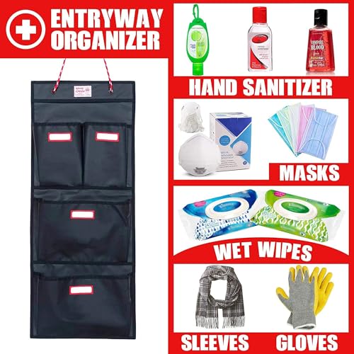 Rough Enough Locker Organizer, 4 Pockets Hanging for Gym Work Wall, Black - color: Black