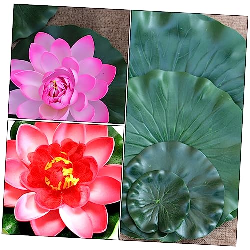 Cabilock 2sets Realistic Water Lily and Lotus Decorations for Pool and Garden Includes Artificial Lily Pads and Leaves for Stunning Aquatic Displays