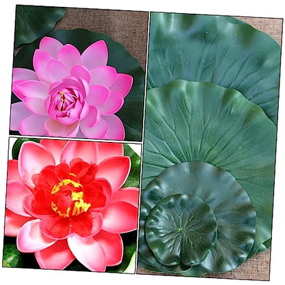 Cabilock 2sets Realistic Water Lily and Lotus Decorations for Pool and Garden Includes Artificial Lily Pads and Leaves for Stunning Aquatic Displays