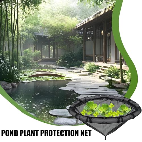 Floating Flora Fish Barrier, 17.7inch Round Floating Pond Corral Island with Lifting Ring, Netting Fine Mesh Water Features Decor for Plant Protector Garden Fish Pond Decoration Home