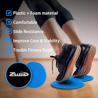 ZILLEEN Exercise Sliders for Working Out Pilates Fitness Discs 2pcs - color: Blue