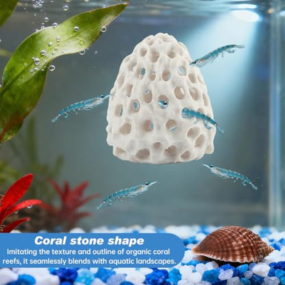 Shrimp Dome Hide Shrimp Hides for Aquarium Bettas Fish Hideout with Suction Cup Aquarium Fish Cave Hideout Bettas Habitat Fishs Tank Tunnel(Color:White)