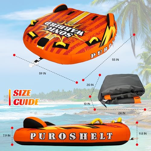 Towable Tubes for Boating Water Tubes - 2 Person Soaring Eagle, Heavy Duty Boat Tubes & Towables, EVA Foam Pads, Drainage, Quick Connector(F-1007)(F-1020)