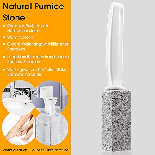 Kadden 2 Pack Toilet Cleaner Hard Water Build up Remover with Ergonomic Handle, Pumice Stone Cleanning Tool Stain Hard Water Ring Cleaner for Toilet, Pool, Bathroom, Sink - style: Long Handle