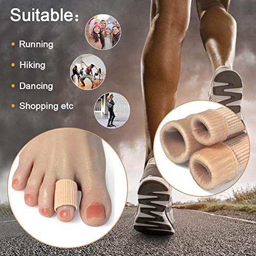 5 Pack Cut Toe Tube Sleeves Made of Elastic Fabric Lined Silicone Toe Sleeve Protector - size: 5.9Inch (Pack of 5)