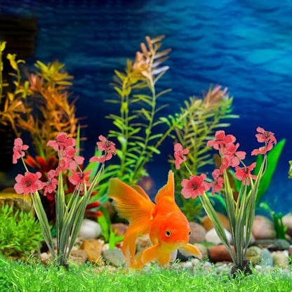 Toyvian Artificial Aquarium Plants, 2pcs Small Purple Crimson Fake Water Grass Plastic Decor Fish Tank Ornaments for Desktop Betta Fish Accessories