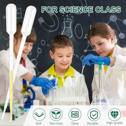 25 Pack 1ML Plastic Droppers – Disposable Pipettes for Essential Oils, Labs & DIY | Leakproof, Accurate Scale, Strong Suction | Science, Art, Healthcare