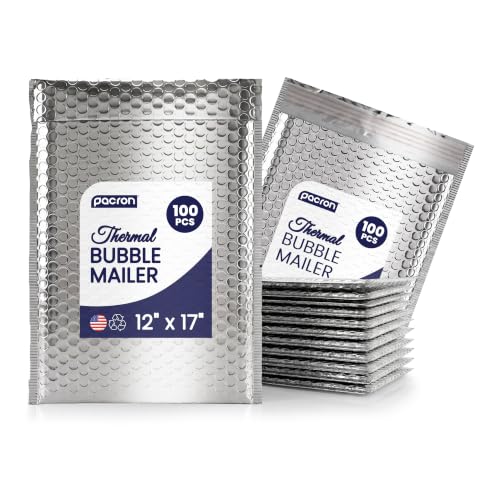 100-Pack Insulated Silver Thermal Bubble Mailers 12 x 17 - Waterproof Metallic Foil Self-Sealing Padded Envelopes for Cold Shipping, Perishables, Food, Cosmetics, Pharmaceuticals - size: 12 x17 | 100 Qty