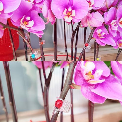 GXXMEI 50PCS Orchid Clips with 50PCS Self-Adhesive Mini Ladybugs Plant Clips Orchid Support Clips Vine Clips Plant Clips for Support Flower Orchid Vine