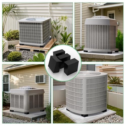 4 Pack Rubber Anti Vibration Pads, 4'' X 4'' X 2" Non-Slip Vibration Isolation Pads for Central Air Conditioner Outdoor Unit, HVAC, Air Compressor, Lift the Unit Off Ground