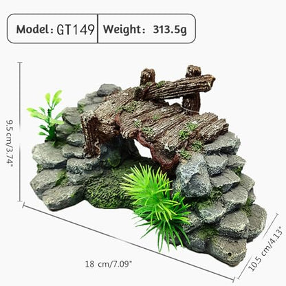 Resin Fish Tanks Simulation Bridge Landscape Tools Fashion Rock Bridge Aquariums Ornament/Turtle Basking Platform Fish Tanks Landscaping Decoration