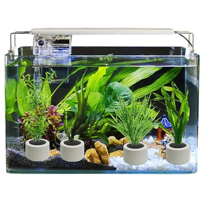 12 PCS Aquarium Plant Weight Ceramic Ring with Black Sponge, Aquarium Plant Weights Pot Anti Floating for Fish Tank Water Plant Landscape Decoration Accessories