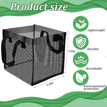6PCS Mesh Aquatic Pond Plant Baskets, 2 Gallon Large Pond Planting Bags Reusable Aquatics Planter Pot Water Lily Growing Container with Handles for Lotus Bog Plant Garden Terrestrial Plants, 7.9" - color: Black-square, size: 7.9 x 7.9 x 7.9 inch 6PCS