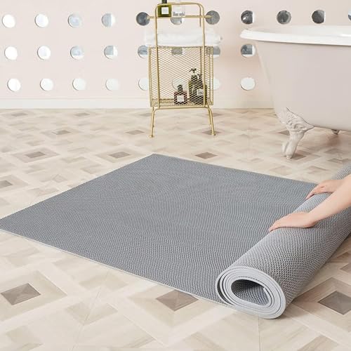 PVC Drainage Floor Mat 3X10 FT Non-Slip Commercial Wet Area Mat for Outdoor and Indoor Restaurant Kitchen Bar Swimming Pool Splash Matting Water Drain Flooring Mat,Grey