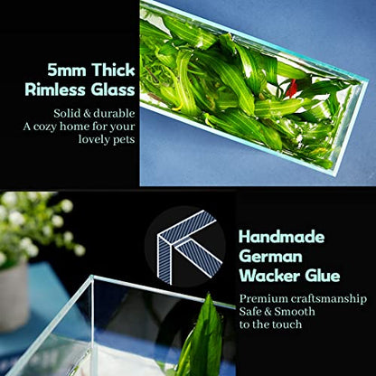 3 Gallon Ultra Clear Glass Fish Tank, Rimless Low Iron Aquarium for Betta/Nano/Goldfish/Snail/Shrimp, Small Fish Tank with Fish Net & Cleaning Tools - color: 3 Gal