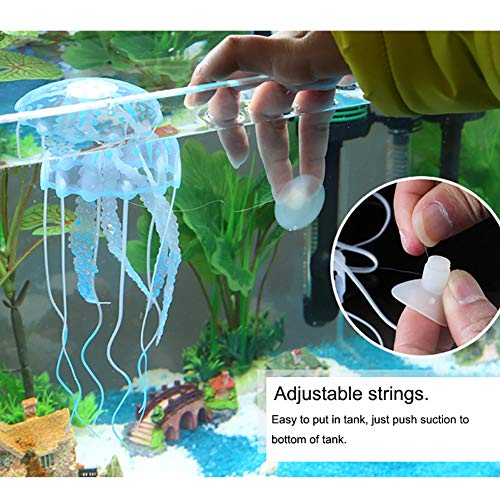 6 Pieces Artificial Jellyfish Decor for Aquarium Fish Tank, Glowing Jellyfish Ornament Decoration, Soft Silicone
