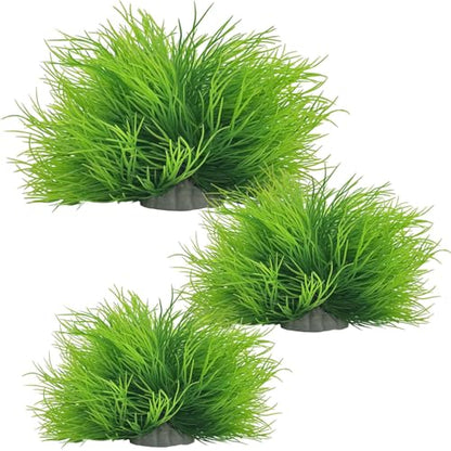 3 Pack Aquarium Plants,Decorations Artificial Fish Tank Plants with Weighted Base Green Aquarium Decor for Betta Tanks Aquascaping Reptile Terrariums (Green 3Pcs)