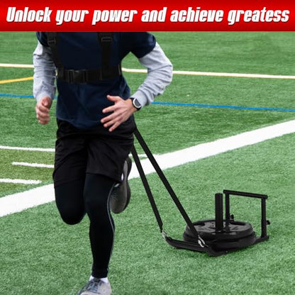 GADFISH Workout Fitness Sled, Weighted Sleds Push Gym Equipment for Adults & Kids, Compatible with 1" & 2" Weight Plates, Multi-Purpose Sled for Outdoor or Home Fitness Training - size: Medium-Sized