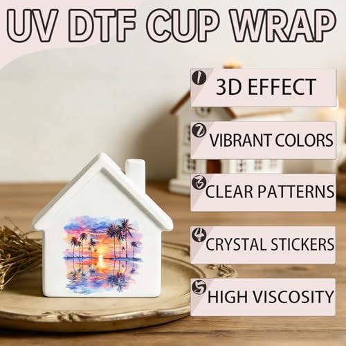 84 PCS UV DTF Stickers, Summer Tropical Beach Mini Rub on Transfer for Keychains and Libbey Glass, Permanent DIY Decals for Candles, Notebooks and Flower Pots