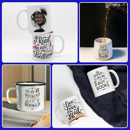 UV DTF Cup Wrap, 24 Sheets Book Lover Waterproof UV DTF Transfer Stickers for Glasses Cups Mug DIY Crafts