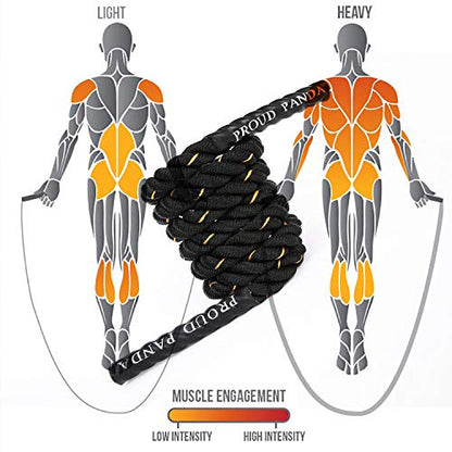 Heavy Jump Ropes for Fitness 2LB/3LB/5LB,Weighted Adult Skipping Rope Exercise Battle Ropes for Men & Women,Total Body Workouts, Power Training in Gym to Improve Strength and Building Muscle - color: 5.4LB Professional Edition fitness(9.9 ft)