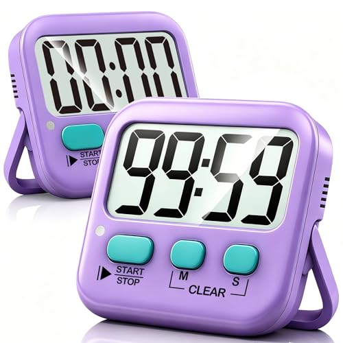 Antonki 2 Pack Digital Timer for Kids Classroom Kitchen Timers for Cooking - color: Fresh Purple