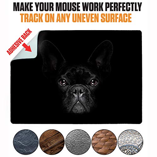 Mouse Pad Adhesive Bottom - Sticks to Any Surface - Portable - Webcam Covers and Screen Cleaner Included (Dog Fog) - color: DOG FOG