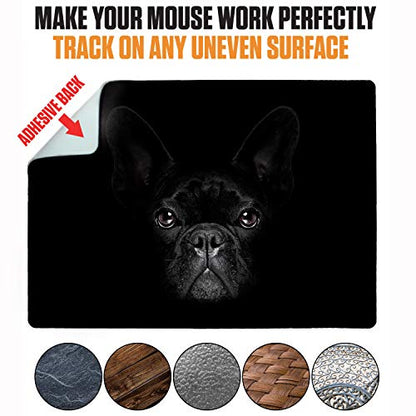 Mouse Pad Adhesive Bottom - Sticks to Any Surface - Portable - Webcam Covers and Screen Cleaner Included (Dog Fog) - color: DOG FOG