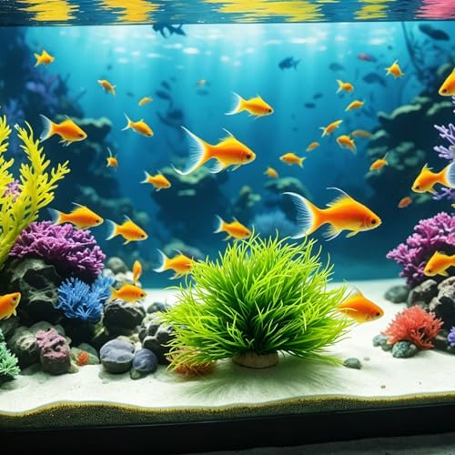 3 Pack Aquarium Plants,Decorations Artificial Fish Tank Plants with Weighted Base Green Aquarium Decor for Betta Tanks Aquascaping Reptile Terrariums (Green 3Pcs)