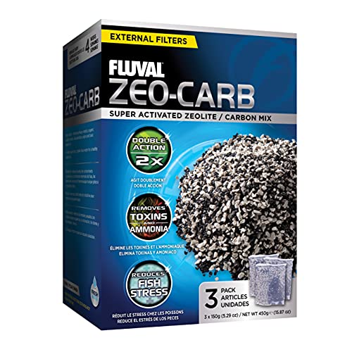 Fluval Zeo-Carb, Chemical Filter Media for Freshwater Aquariums, 150-gram Nylon Bags, A1490 , White, All Breed Sizes, pack of 1 (3 count)