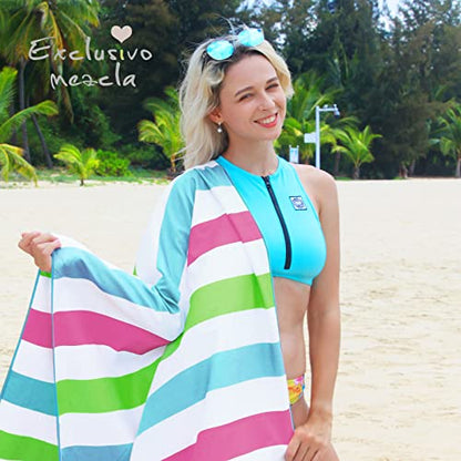 Exclusivo Mezcla Microfiber Quick Dry Large Beach Pool Towel - color: Stripe-colorful, size: 30" x 60"