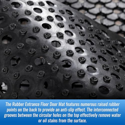 82.6 x 35.4 Inch Non-Slip Commercial Anti-Fatigue Drainage Rubber Mat Roll, Heavy Duty Rubber Floor Mat with Holes for Restaurants, Bars, and Wet Areas, Black