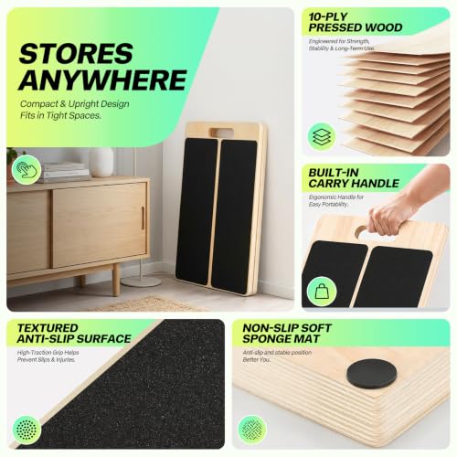 Wooden Slant Board for Calf Stretching – Adjustable Incline Board for Squats, Ankle & Achilles Stretch, Physical Therapy Foot Stretcher, Non-Slip Wedge for Knees Over Toes, Balance & Mobility Training