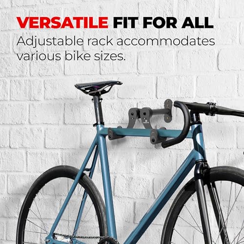 PRO BIKE TOOL Bike Rack for Garage Wall Mount - Horizontal Bike Storage - color: Black