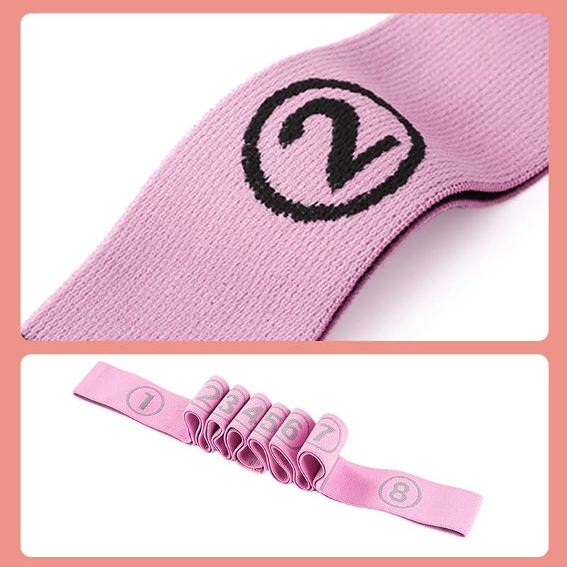 Stretching Strap(1.5" W x 35" L), Portable Stretch Yoga Strap with 8 Loops, Adjustable Elastic Exercise Bands for Yoga Pilates Dance Gymnastics, Dance Flexibility Equipment, Pink