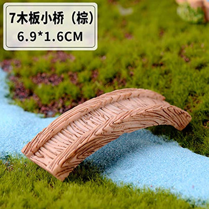 8 Pcs Mini Lighthouse Water Well Bridge Figurines Miniature Gardening Pool Lawn Running Water Terrarium Stone Bridge Figurine Micro Landscape Indoors Outdoors Decorative Accessory