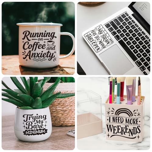 Peacoblue 18 Sheets Rub on Transfers for Crafts, Funny Satirical Quotes 3.6"x3.9" UV DTF Cup Wraps Waterproof Cold Transfers Stickers for Wood Glass Metal Cup Tumblers Mirrors Mugs Home Decor