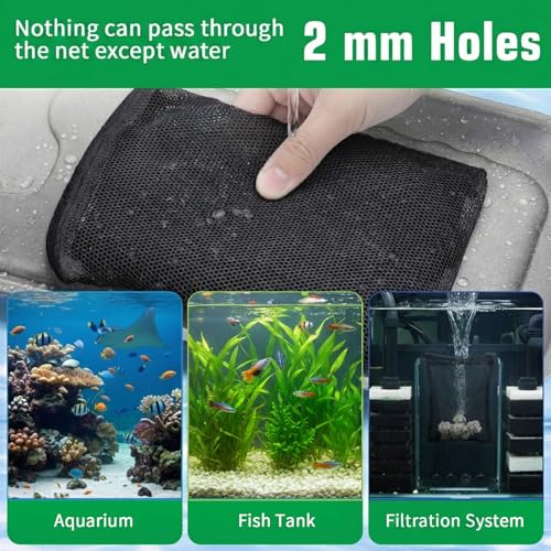 10 pcs Aquarium Media Bag with Zipper, Reusable Fine Mesh Bag for Aquarium Filter Media, 5.9" x 3.9"