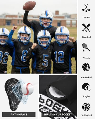 Youth Boys Baseball Cup Underwear Kids Football Compression Shorts with Soft Protective Athletic Cup Boxer Brief - color: Black+white, size: Small