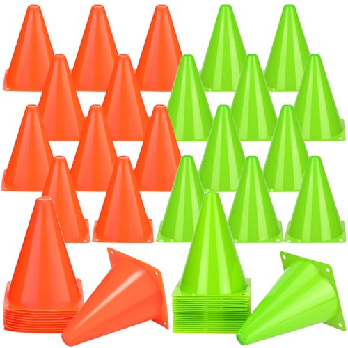 Reginary 40 Pcs Training Cones for Sports, 7 Inch - color: Orange, Green