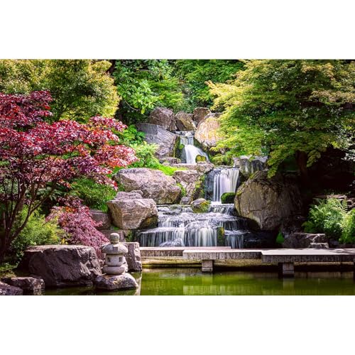 Waterfall Aquarium Background Kyoto Garden Style Terrarium Background Forest Huge Rocks Fish Tank Background Falls Stream River Aquarium Backdrop Waterfall Reptile Habitat Background 30x12in - color: Purple Green, size: 30(W)x12(H)in