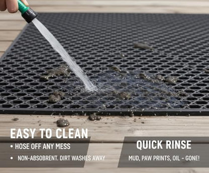 PVC Drainage Floor Mat Non-Slip Commercial Wet Area Mat for Outdoor and Indoor Restaurant Kitchen Bar Swimming Pool Splash Matting Water Drain Flooring Mat (Black, 4FTX10FT)