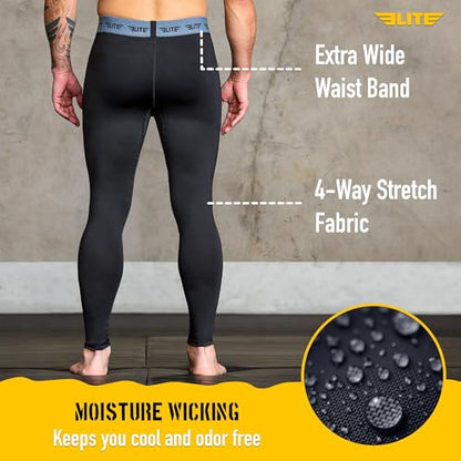 Elite Sports Men’s BJJ Spats Leggings Tights, Best Jiu Jitsu MMA no Gi spat Compression Pants for Men - size: XX-Large