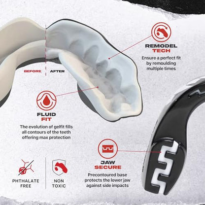 SAFEJAWZ Black Fangz Mouth Guard, Adult Dual Layer Mouthguard with Case - color: Black Fangz, size: Adult (12+)