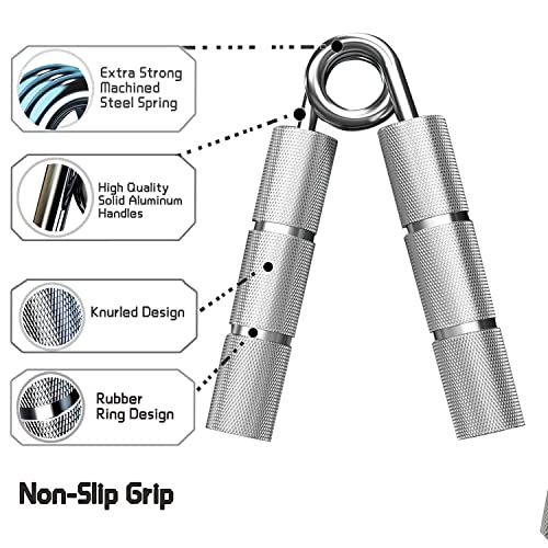 Silver 50LB-400LB Metal Hand Grip Strength Trainer Set - color: Silver, size: 3Pack(50LB-150LB)