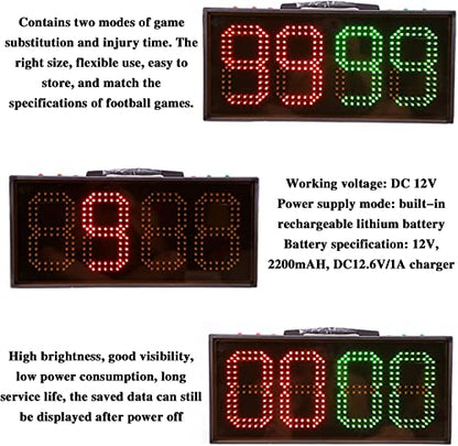 LED Substitution Board for Soccer, Football Electronic Substitution Board, Football Game Injury Stop Time Display Boards, Football Referee Substitution Board,Digital Cricket Scoreboard,Single-sided