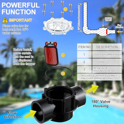Dreyoo 2 PACK Pool Check Valve Compatible with Jandy/Pentair 2-Inch to 2-1/2-Inch Check Valve,180-degree Regulator Positive Seal & Non Lube Pump Flow Regulator for Swimming Pools and Spas - size: 2-Inch to 2-1/2-Inch
