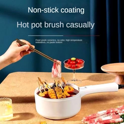 2L Electric Hot Pot & Steamer, Mini Multi-Function Electric Ramen Cooker, Adjustable 350W/700W, Non-Stick Ceramic, Portable for Dorm, RV & Camping