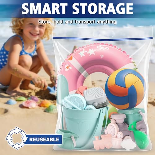 Jumbo Heavy Duty Plastic Storage Extra Large Bags, 25 Gallon 3.5 Mil Thick Clear Zipper Bags with Handles for Home, Travel and Moving 35" x 24", 2 packs