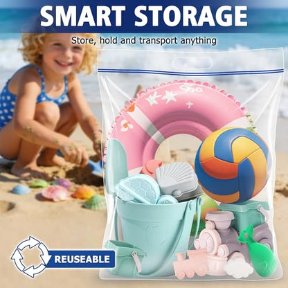 Jumbo Heavy Duty Plastic Storage Extra Large Bags, 25 Gallon 3.5 Mil Thick Clear Zipper Bags with Handles for Home, Travel and Moving 35" x 24", 2 packs